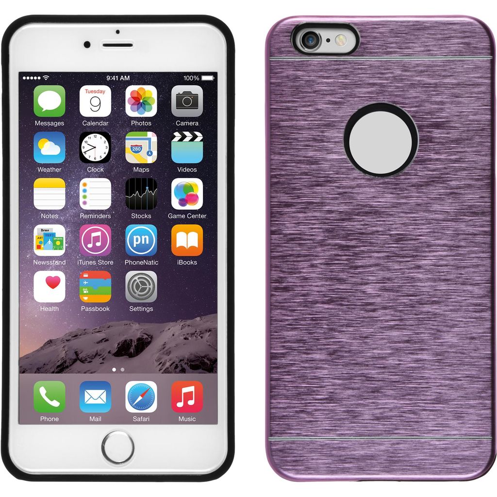 PhoneNatic Case kompatibel mit Apple iPhone 6 Plus / 6s Plus - Hülle rosa Metallic Hard-case + 2 Schutzfolien