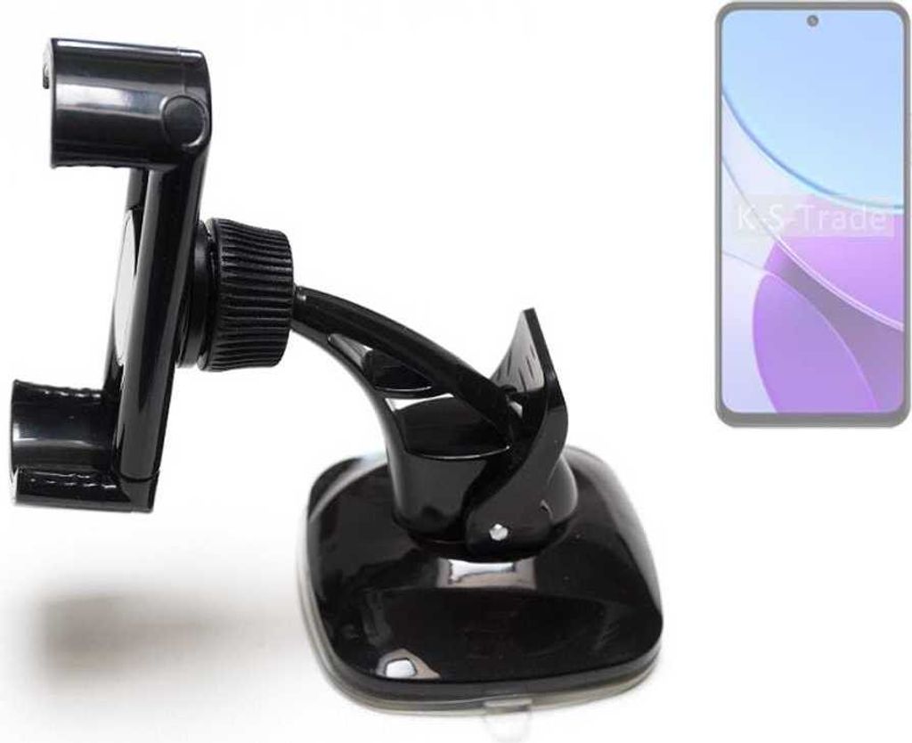 K-S-Trade kompakte Handy-Halterung Windschutzscheibe kompatibel mit Vivo Y19s Armaturenbrett schwarz Autohalterung KFZ Halter Scheiben-Halterung