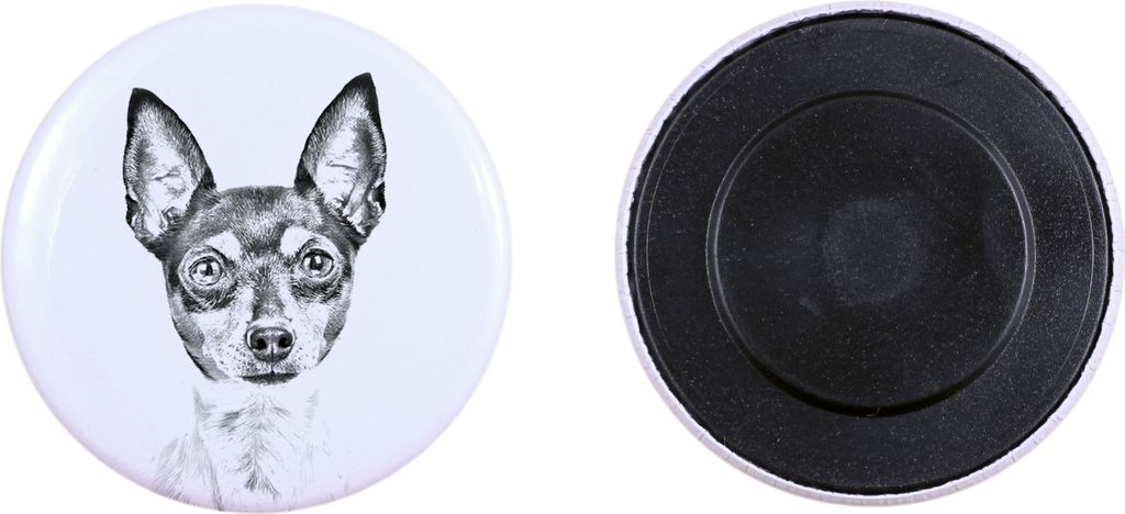 Toy Fox Terrier, American Toy Terrier, Amertoy Magnet mit einem Hundepfotenabdruck, außergewöhnlich leicht, starker Magnet, handgefertigtes Produ...