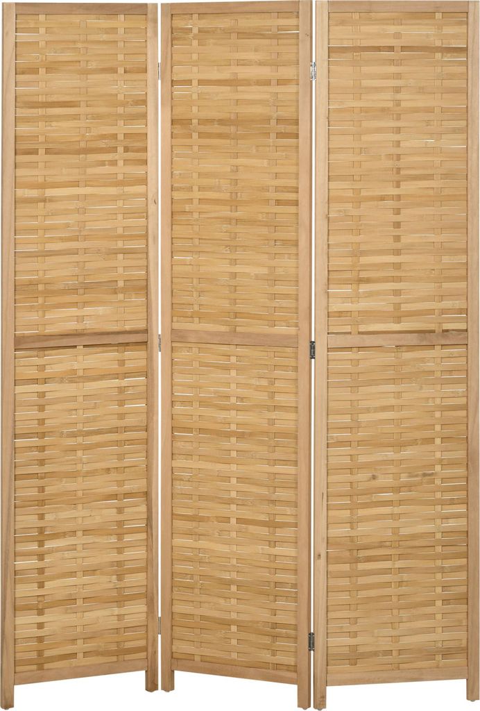 Raumteiler Klappbare Trennwand Sichtschutz, Bambus, 3-teilig, 120 cm x 170 cm x 1,8 cm, Natur