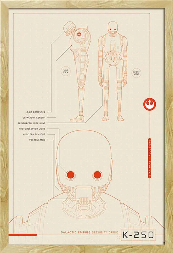 Idea Regalo Star Wars: Poster K-2SO Incorniciato Shinsuke® Faggio