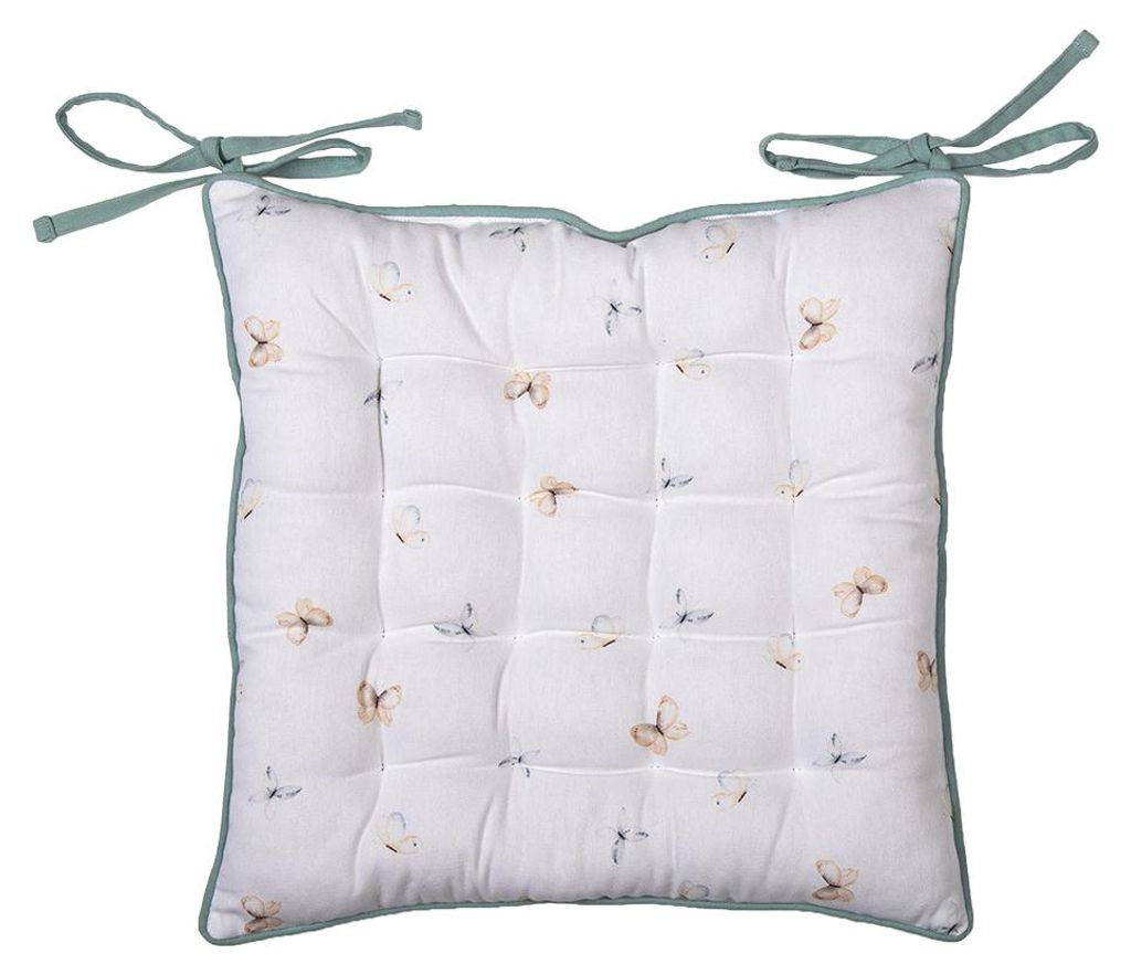 Clayre & Eef Stuhlkissen Schaumstoff 40x40 cm Weiß Grün Produktbild 