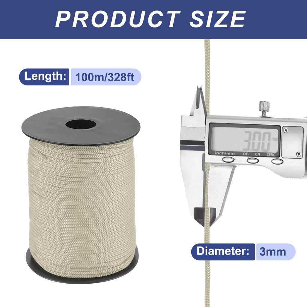 Polypropylen-Seil 3mm Polypropylenseil 10Om PP Flechtleine Textilseil Leine Nylonschnur Schnur Rei?feste Rope Kunststoffseil fš¹r W?scheleine Cam...