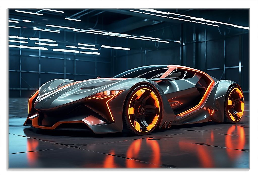 Wallario Frühstücksbrettchen aus Glas 20 x 30 cm mit rutschfesten Füßen, Motiv Futuristisches Supercar