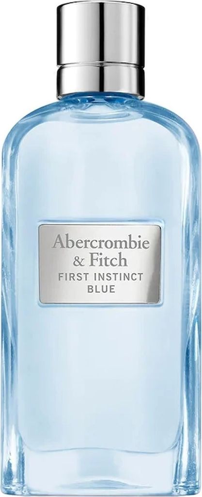 A bottle of Abercrombie & Fitch First Instinct Blue Eau de Parfum for women.