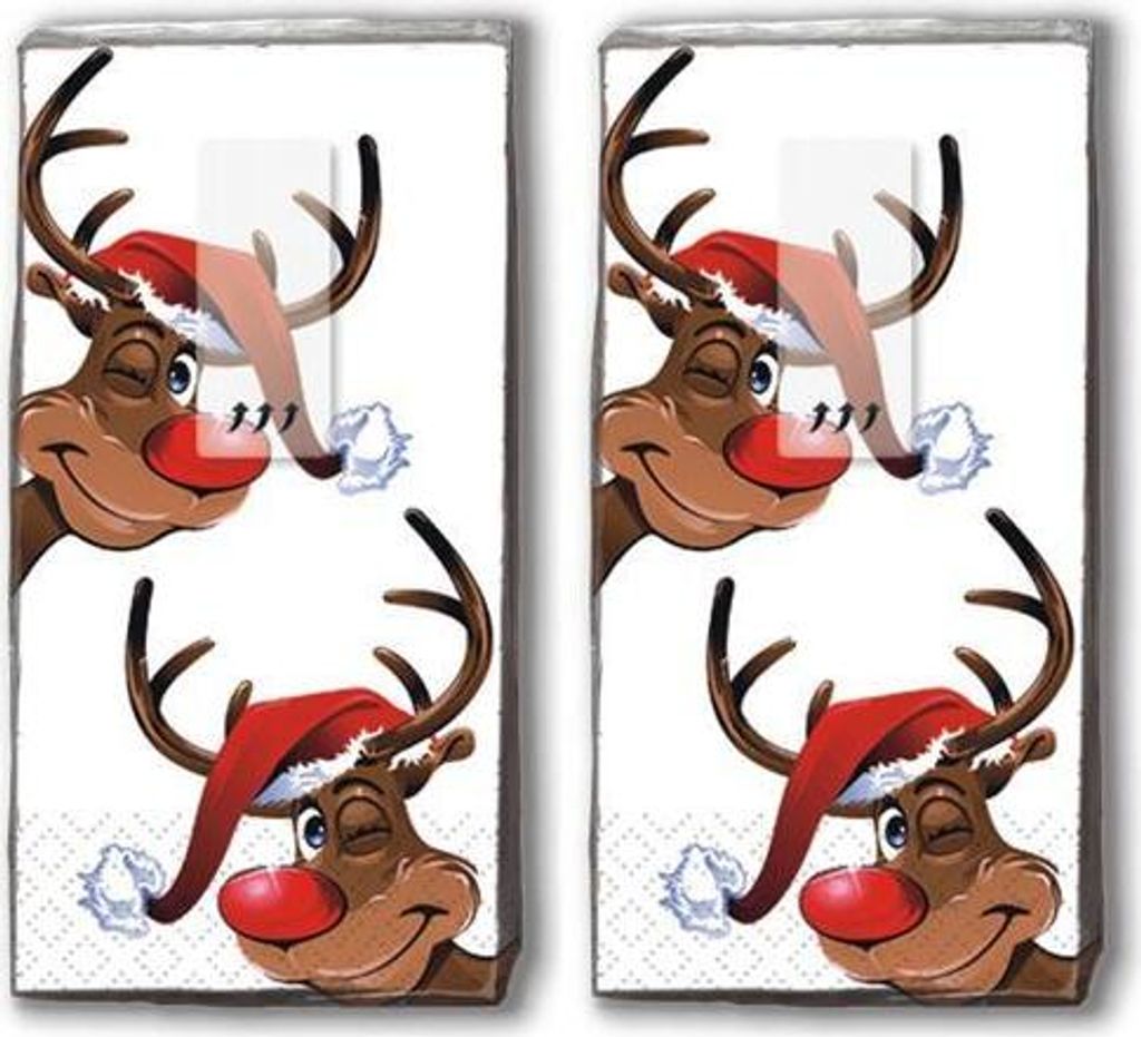 Rudolph Motivtaschentücher, 4-lagig, 2x 10 Stück, 22x21cm, Produktbild 