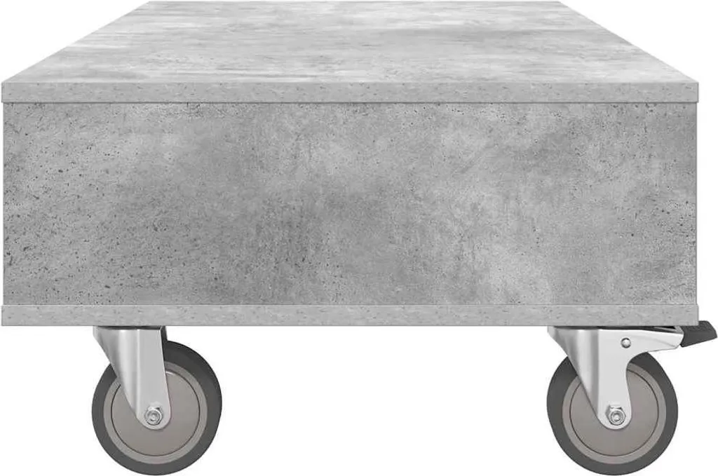 SYFAX™ Tavolino da Salotto Moderno Grigio Cemento 90x50x30cm su Ruote - 6
