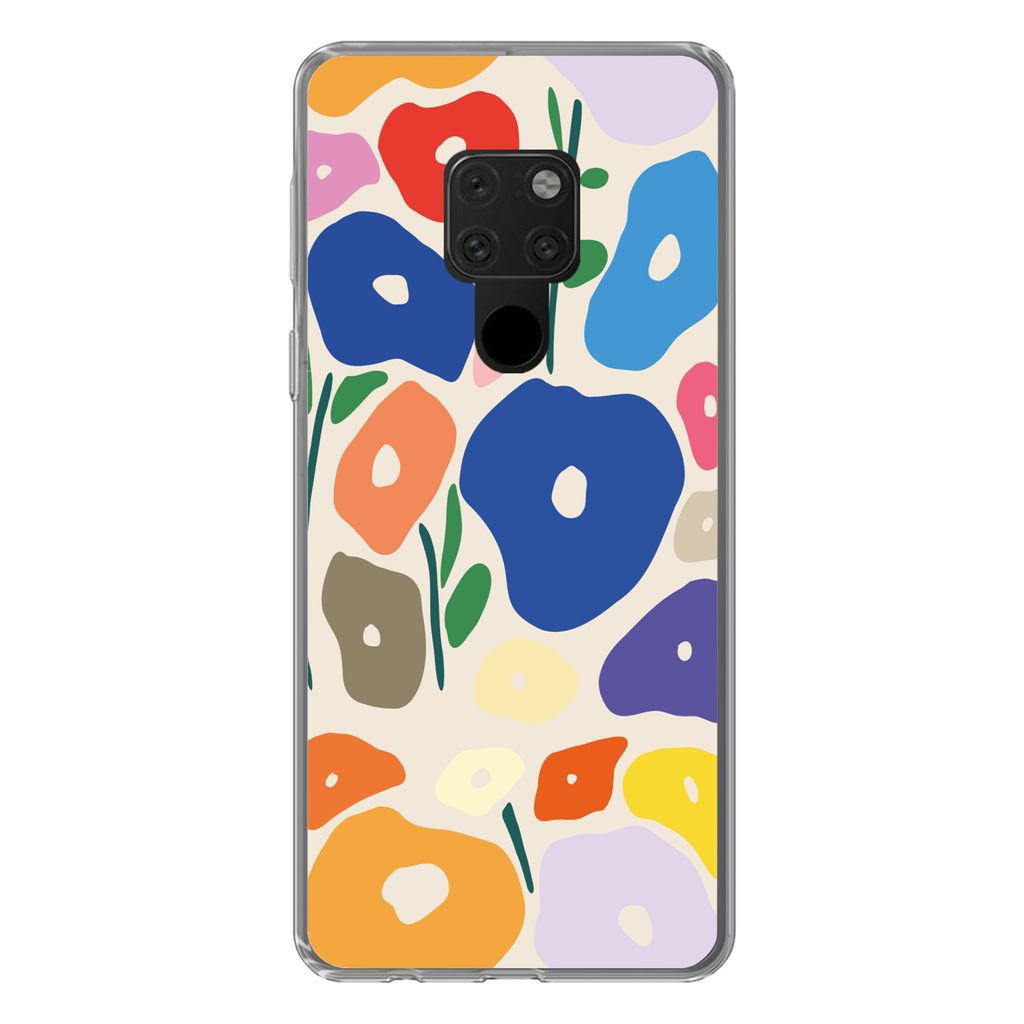 MuchoWow Handyhülle Schutzhülle Hülle für Huawei P40 Lite Blume - Abstrakt - Blätter Silikon Softcase Handy Hülle - Handy