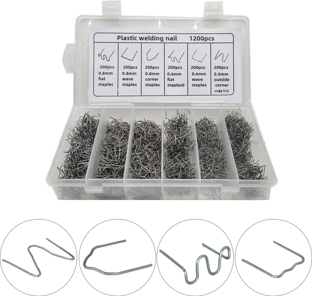 Set 1200 Punti per Saldatrice Plastica - Graffette Calde Acciaio Inox 0.6/0.8mm
