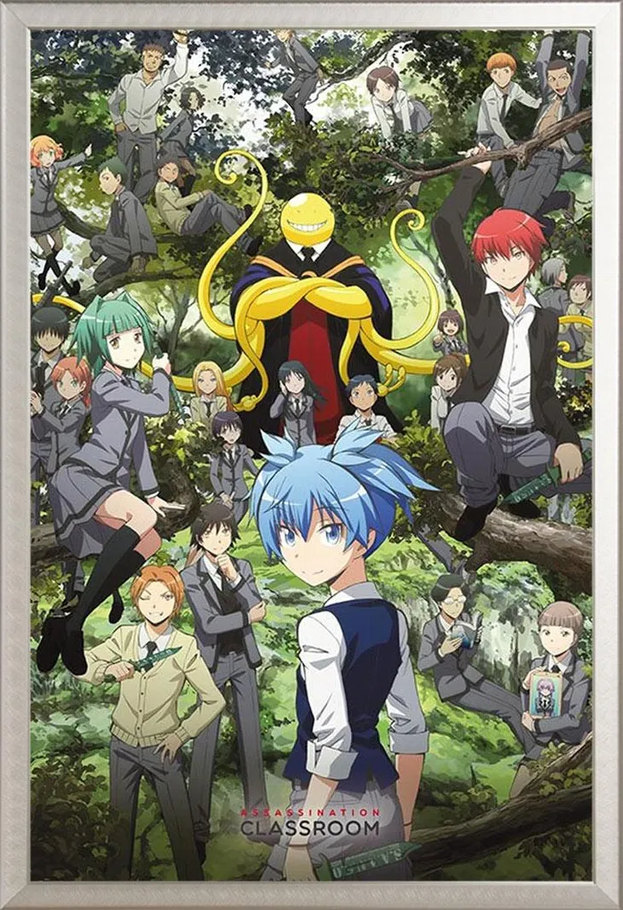 Cadre Mural Assassination Classroom avec Affiche Forest Group Argentée