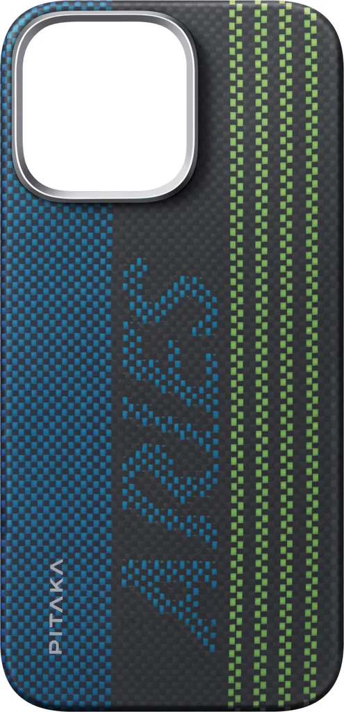 Coque iPhone 16 Pro Pitaka x Aries Etui Tactile Porte-Carte en Carbone