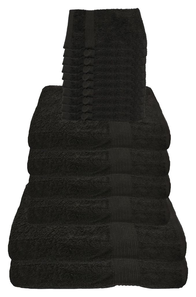 Julie Julsen Handtuch Set Schwarz,Set:16 tlg. 2 Bade- 4 Handtücher 10 Waschhandschuhe