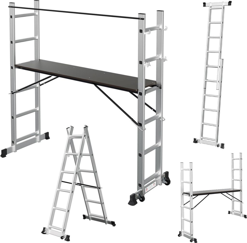 Peviasot Arbeitsgerüst 4-in-1 Mehrzweckleiter Aluminium 2x6 Produktbild 