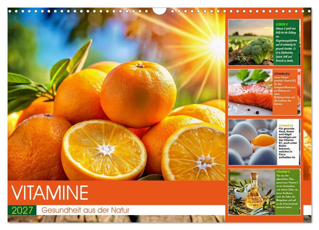 VITAMINE - Gesundheit aus der Natur (Wandkalender 2027 DIN A3 quer), CALVENDO Monatskalender