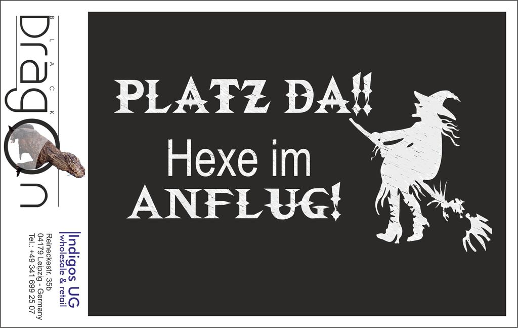 Aufkleber / Autoaufkleber - JDM / Die cut / Auto / OEM - Platz da!! Hexe im Anflug! - 210x100mm chrom - Heckscheibe / Heckscheibenaufkleber