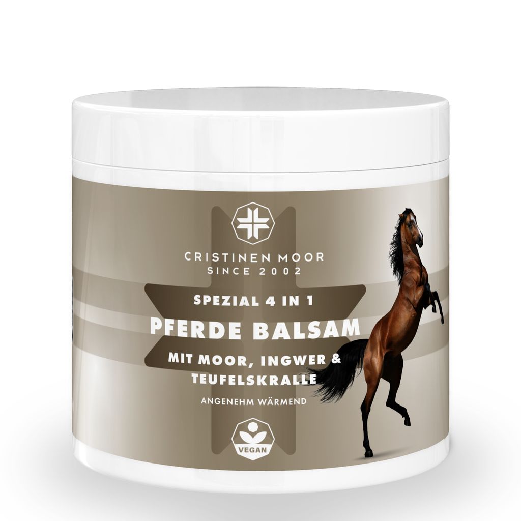 Cristinen Moor Pferdebalsam mit Naturmoor und Teufelskralle (Pferdesalbe) - Wärme Creme, 200ml, intensiv mit Ingwer, Arnika, Rosskastanie, Wacholder
