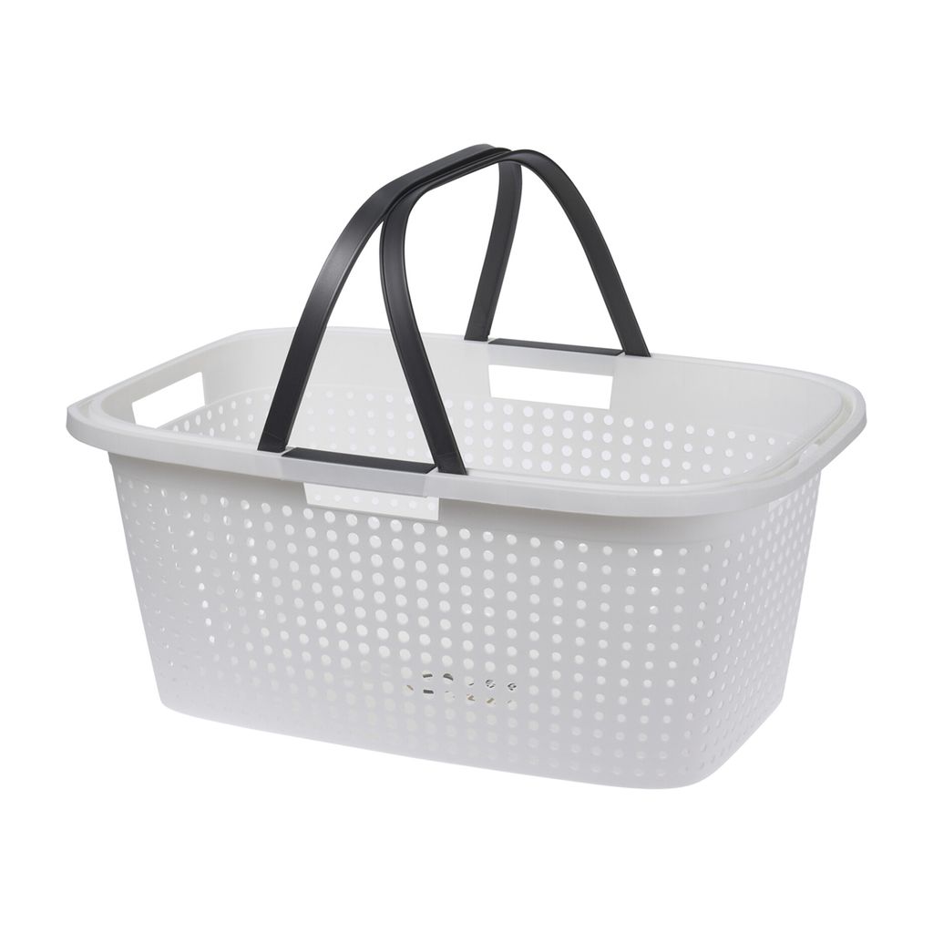 Kosz na pranie z uchwytami, plastikowy, 60 x 40 x 26 cm Zdjęcie produktu 
