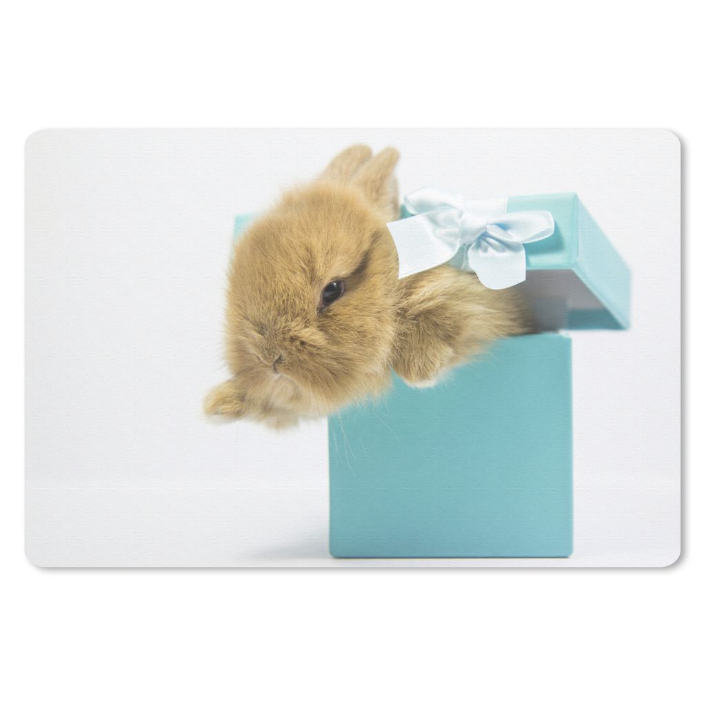 MuchoWow Mauspad Mousepad Kaninchen - Pastell - Blau 27x18 cm - Mousepads - Maus Mat - Pad - Mausunterlage - Büroartikel - Desk Matten