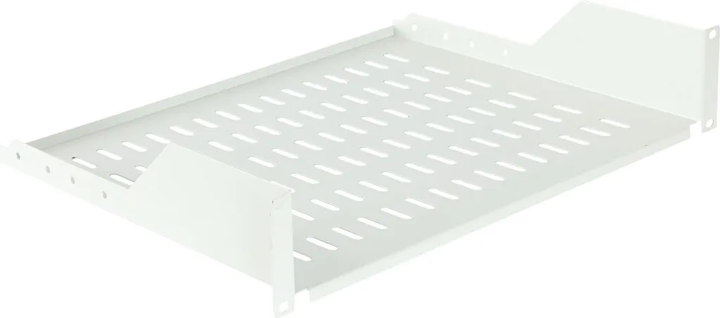 Plateau de rangement fixe pour baie de brassage 19'' 2U blanc 350mm