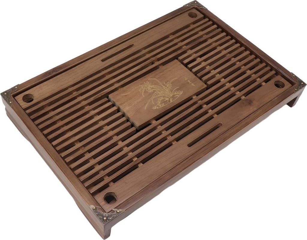 Thee Drinkware Cup Mouwen Dienblad - Kleine Gongfu Thee Tafel Set mit Reservoir (Braun)