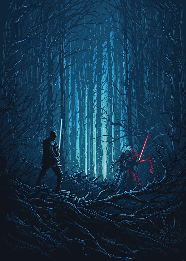 Disney Fototapete Star Wars Wood Fight Blau - 610727 - 200 x 280 cm