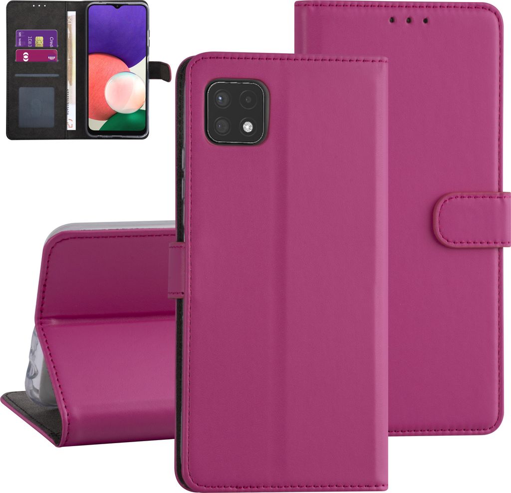 Samsung Galaxy A22 5G Book type case - Hot Pink - Card holder - Magnetic closure