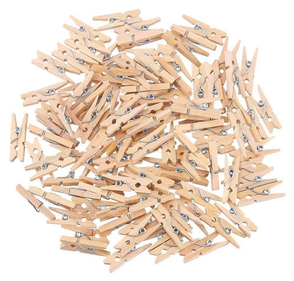 Mini-clips photo décoratifs en bois 100 pièces Image du produit 