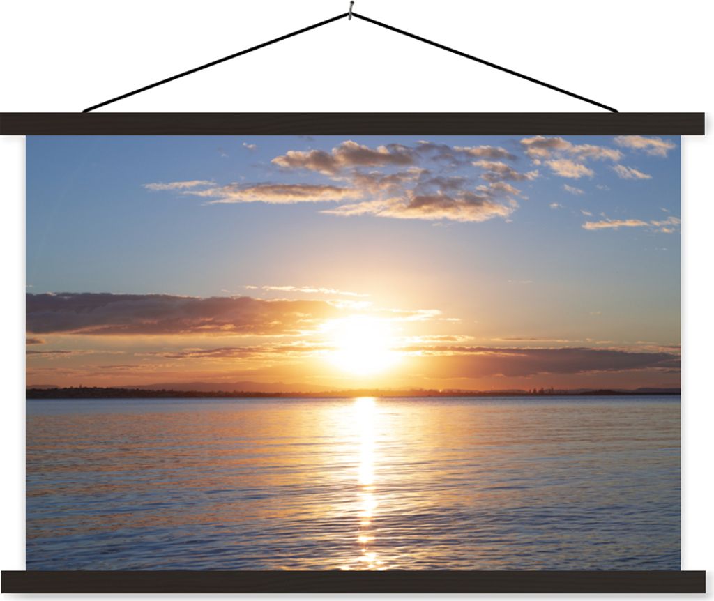 MuchoWow Textilposter Meer - Sonne - Farben 90x60 cm mit schwarzem Rahmen - Aufhängungssatz