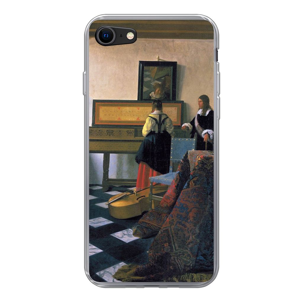 MuchoWow Handyhülle Schutzhülle Hülle für iPhone 8 Die Musikstunde - Johannes Vermeer Silikon Softcase Handy Hülle - Schutzhaube