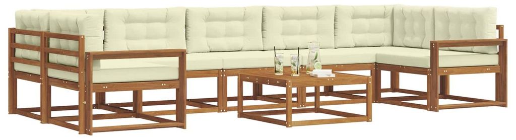 Hochwertigen Möbel Outdoor-Sofa garnitur moderne - Balkonmöbel/Gartenlounge-Set - robust und langlebig - mit Kissen 8 pcs Natur und Creme - Garte...
