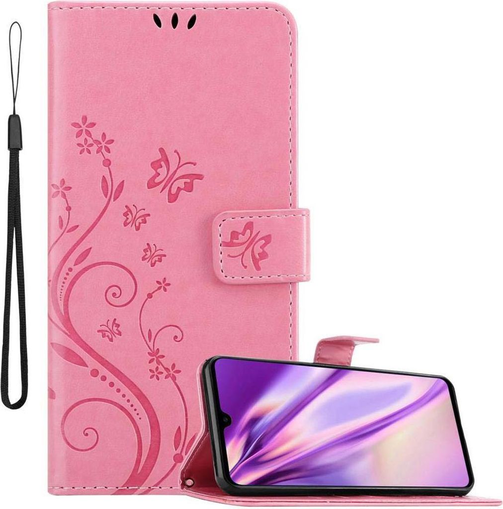 Cadorabo Hülle für Huawei MATE 20 Schutz Hülle in Rosa Schutzhülle Handy Hülle Etui Case Blumen Flower