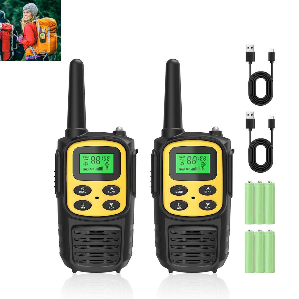 5 km Kinder Funkgerät, Walkie Talkie, Handheld, 0,5W, VOX, USB Ladefunktion, Taschenlampe, FRS Funkgerät, Camping & Outdoor Abenteuer