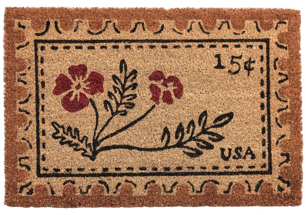 BELIANI Fußmatte Naturfarben Kokosfaser 40 x 60 cm Rechteckig Vintage-Motiv mit Anti-Rutsch-Rückseite Fußabtreter Türmatte Schmutzfangmatte