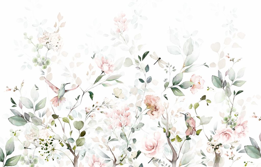Deco-Wall | Viles Fototapete- Kinderzimmer | Blumen | 300x200 cm | Wandtapete | Wandsticker für Kinder