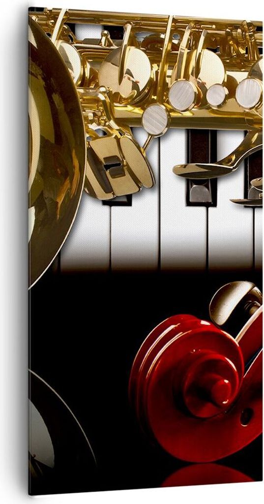 Bild auf Leinwand - Leinwandbild - Klaviertasten Musik Instrumente - 65x120cm - Wand Bild - Wanddeko - Leinwanddruck - Bilder - Kunstdruck - Leinwa...