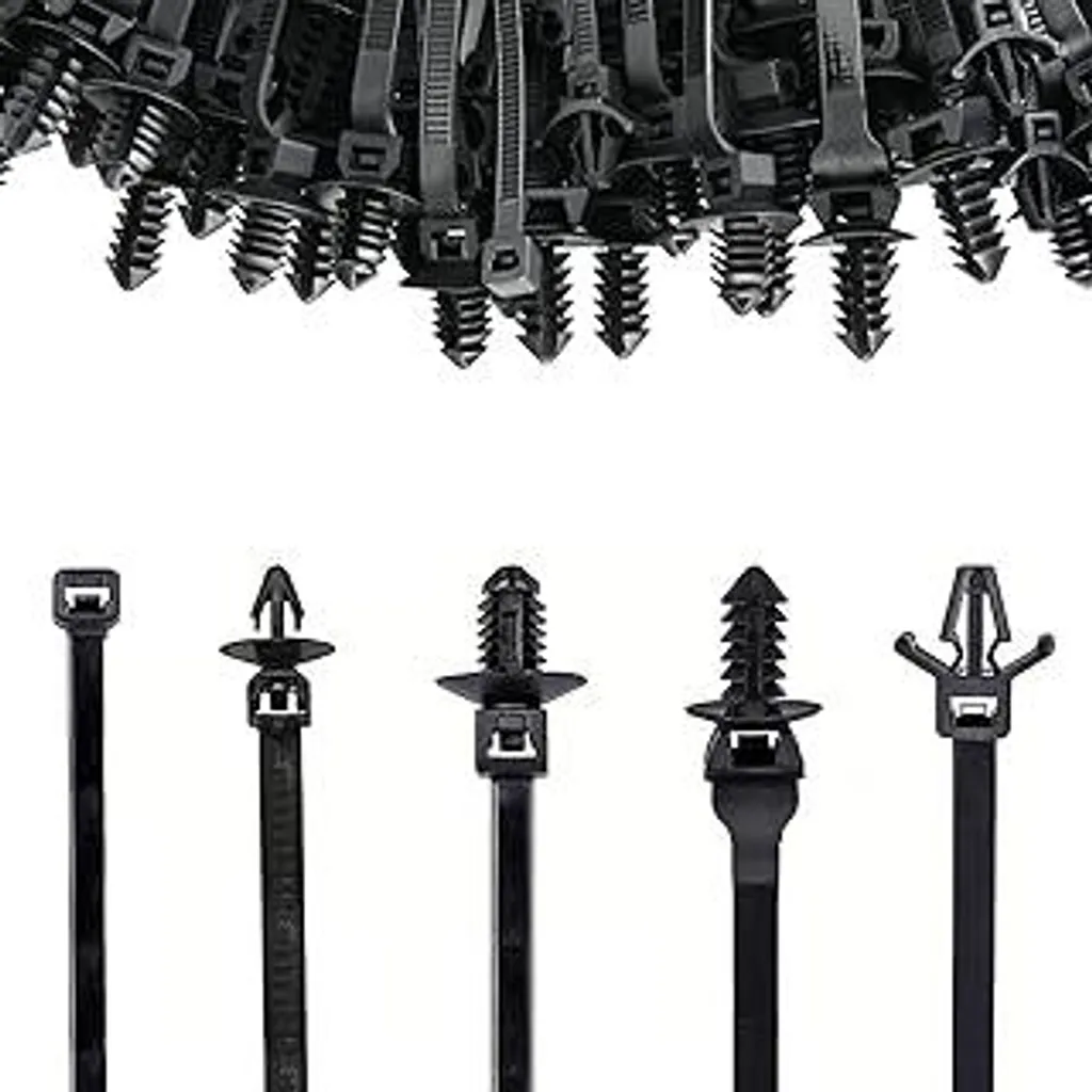 210 fascette universali per supporti auto, 5 misure, fascette con chiusura a zip nera, nylon, a pressione, robuste, per automobili, edilizia, raggruppamento cavi interni (210)