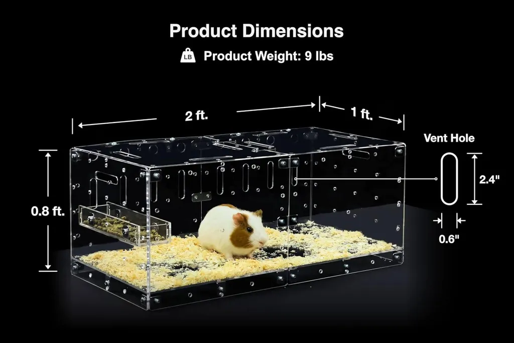 Habitat moderne pour hamster en cristal acrylique format XL ventilé - 8