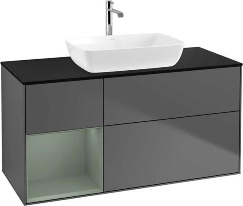 V&B Waschtischunterschrank Wandbeleuchtung Finion 120cm, Pl b m, Rg Oli. m Lac, Anthrac. m