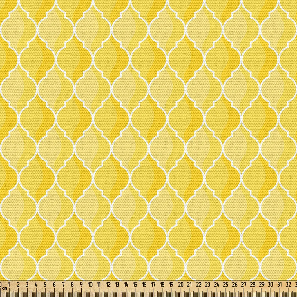 Tissu d'ameublement jaune à motif marocain 300x148cm pour décoration