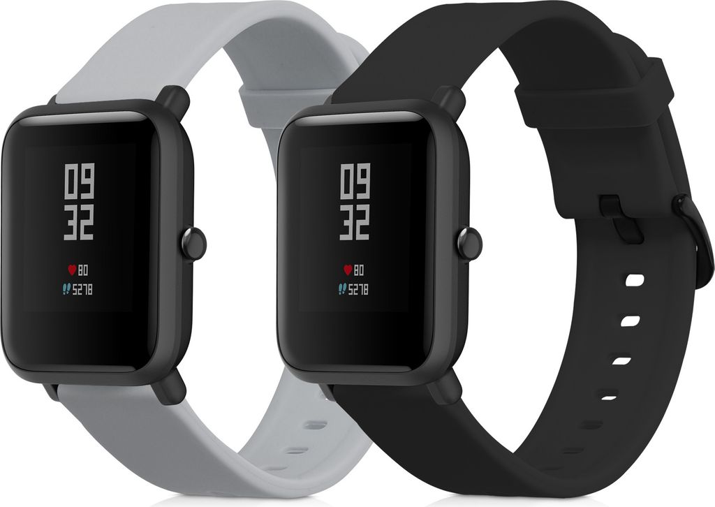 kwmobile 2x Uhrenarmband für Huami Amazfit Bip S / Bip S Lite Armband - Fitnesstracker Band Set aus TPU Silikon - Ersatzarmband Smartwatch - Schwarz
