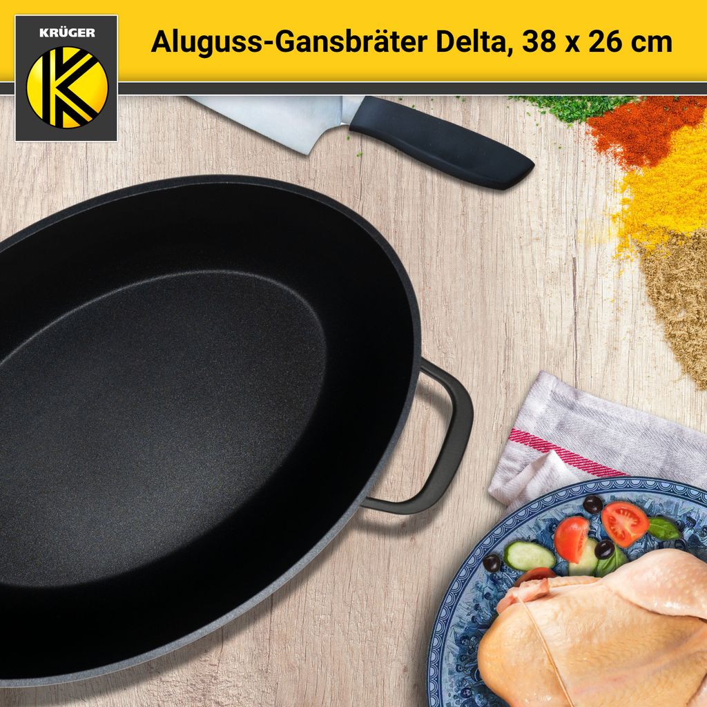 Karl Krüger 23038D Aluguss-Gansbräter Delta - 38 x 26 x 13 Produktbild 2