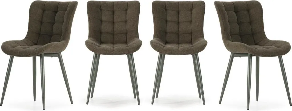 Chaises de salle à manger matelassées MAË et pieds en métal - Lot de 4