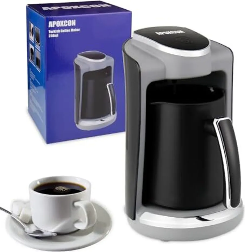 Caffettiera elettrica automatica per caffè turco, 400 W Kahve Makinesi, macchina 4 tazze in acciaio inox piastra riscaldante, prevenire la funzione di ebollizione a secco (25