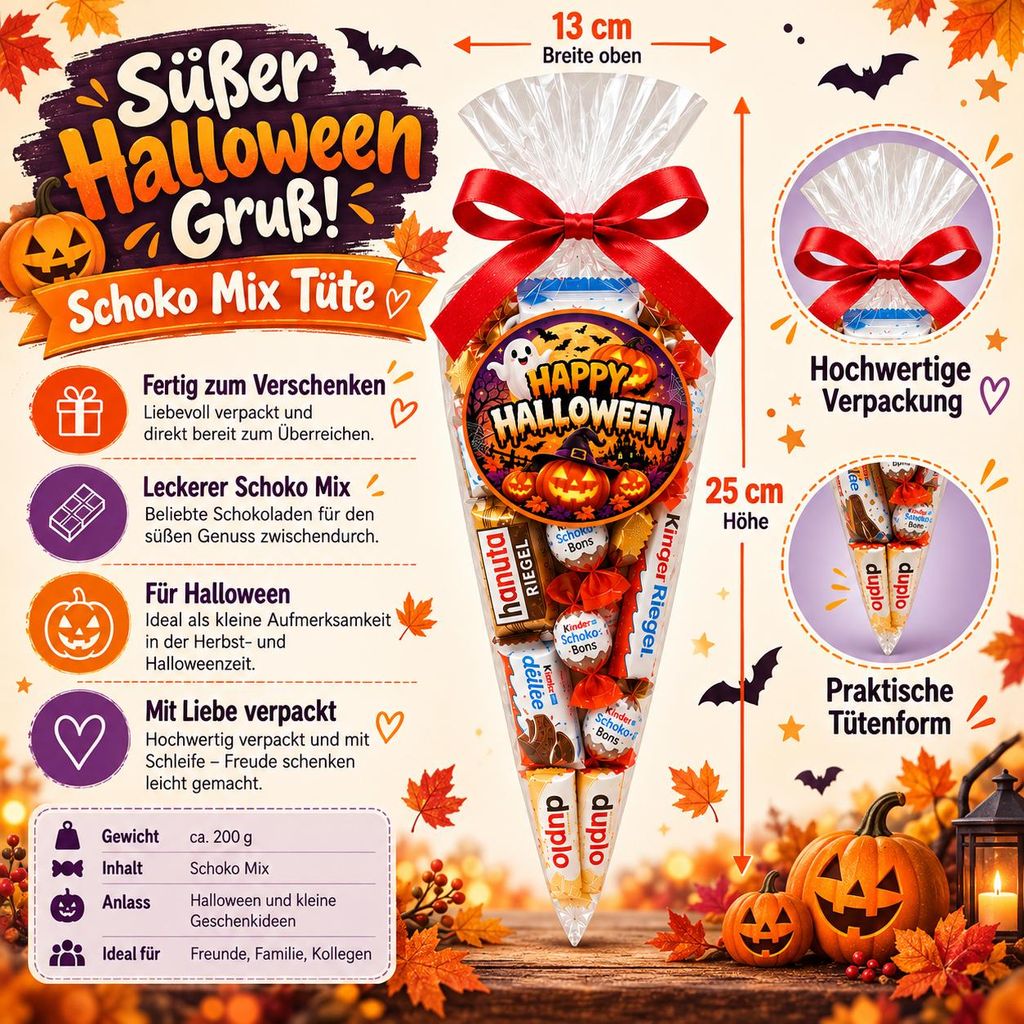Happy Halloween Schokolade Mix-Tüte 200 g – Fertig Produktbild 