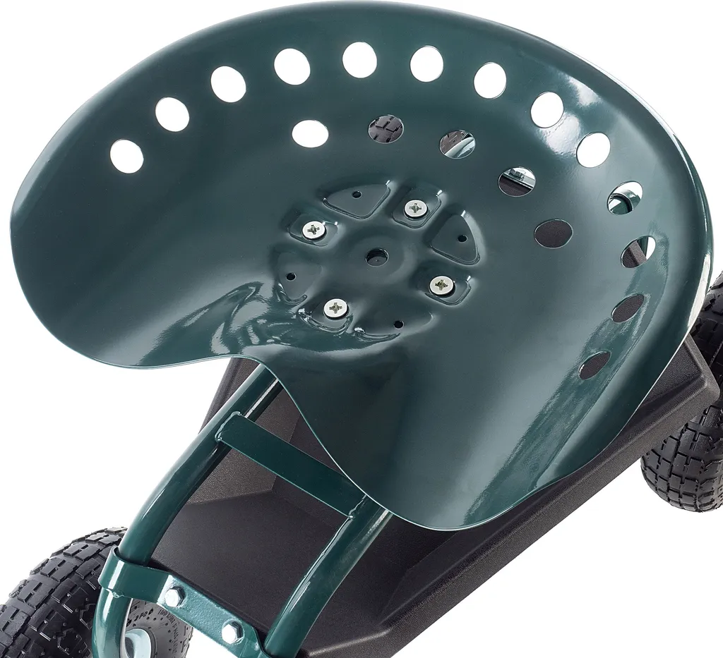 KADAX Sedia da Giardino su Rotelle 2in1 - Sgabello con Contenitore - 6