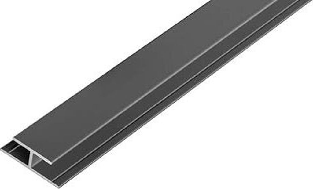 5, S-Polytec Aluminiumprofil Aluminium H-Profil 6mm Anthrazit RAL 7016 (2 Meter), Alu Verbindungsprofil, Übergangsprofil, Aluprofil H für HPL Pla...