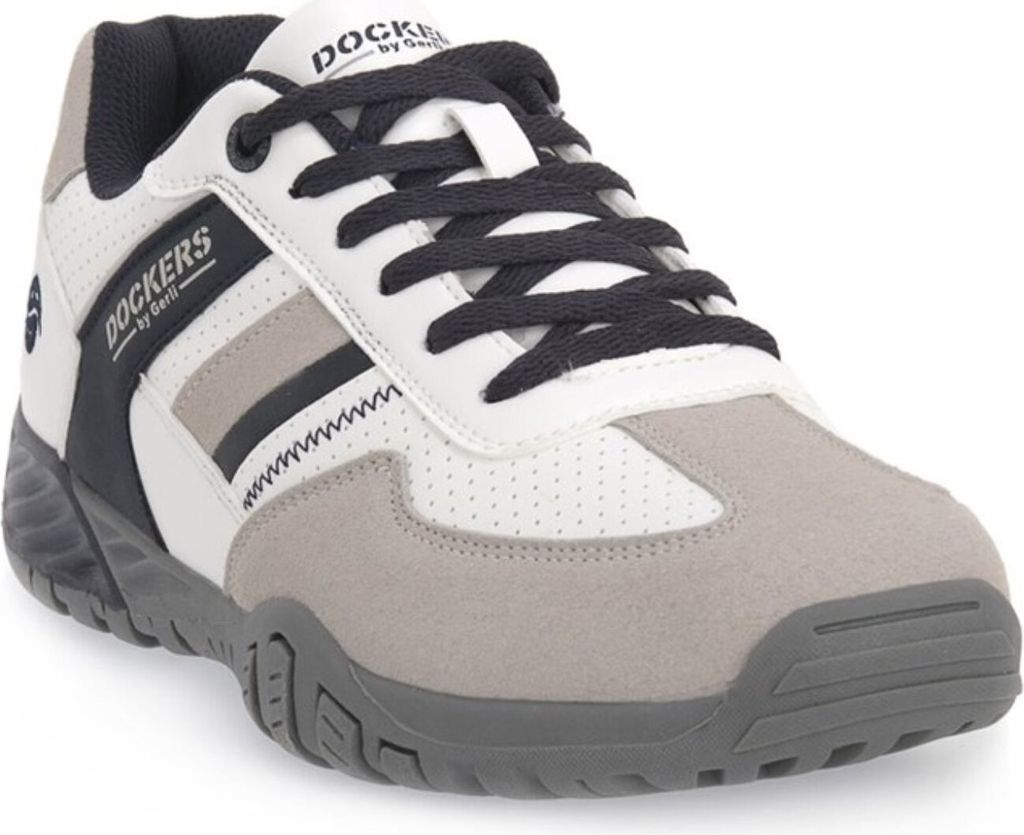 Dockers Schnürhalbschuhe bequem in weiss/weiss kombi, Gr. 43
