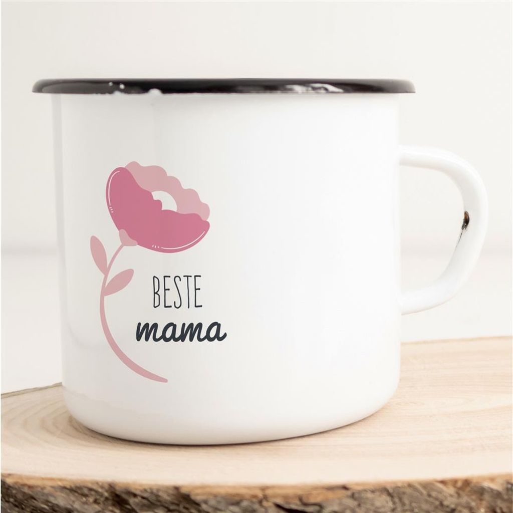 Huuraa Emaille Tasse Beste Mama Geschenk Kaffeebecher Vintage 300ml Beste Mama Präsent