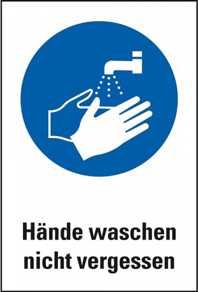 Dreifke Kunststoff-Schild "Hände waschen", 20x30cm (BxH), 1 Stück, Gebotszei...