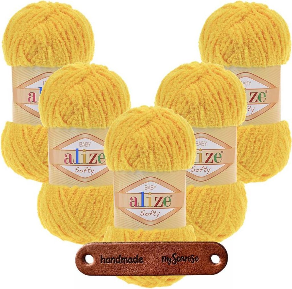 5 x ALIZE Softy 216 Yellow mit Label